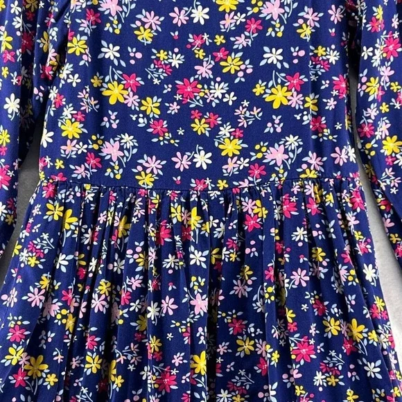Sergent Major Dress Sz 146cm 11Y A-Line Floral Button Front Ruffled Pleated Blue - Picture 7 of 13